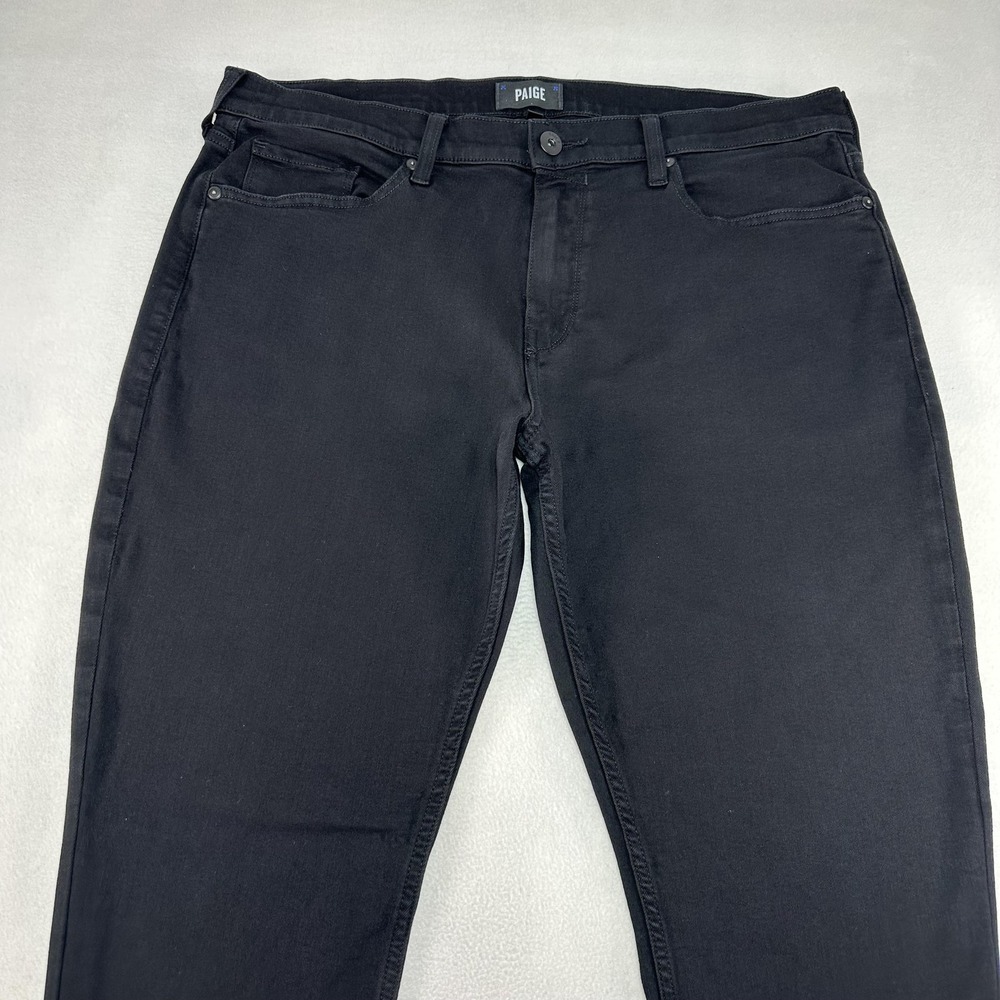Paige Normandie Jeans Mens 36 Black Straight Stretch Denim Dark Wash Prep 37x31